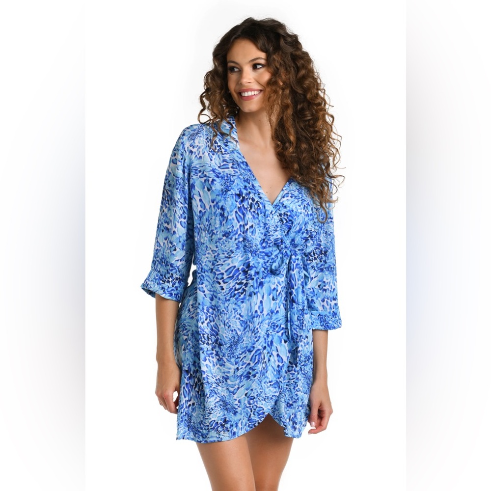 LA BLANCA cover up Dress blue turquoise  Wrap Cover Up,  Women’s XS NWT